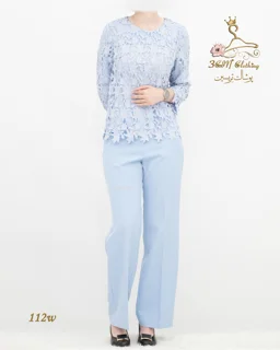 شومیز گیپور و شلوار زنانه کرپ تابستانی مدل 112 تریسین