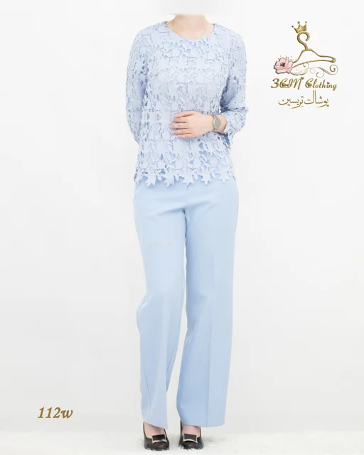 شومیز گیپور و شلوار زنانه کرپ تابستانی مدل 112 تریسین