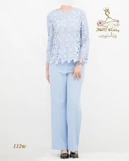 شومیز گیپور و شلوار زنانه کرپ تابستانی مدل 112 تریسین