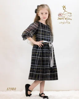 پیراهن حریر مشکی دخترانه مدل 175 تریسین