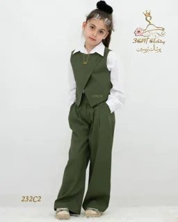 شومیز، جلیقه (وست) و شلوار دخترانه تابستانی مدل 232 تریسین در چهار رنگ
