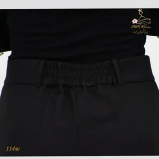 نمای کمر ست کت و شلوار کرپ مازراتی کج‌راه مشکی زغالی تریسین | Blazer and Trousers Set