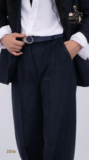 نمای جیب ست کت و شلوار فوتر سورمه‌ای تیره تریسین | Blazer and Trousers Set