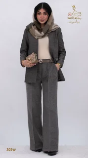 نمای جلو ست کت و شلوار فوتر خاکستری تریسین | Blazer and Trousers Set