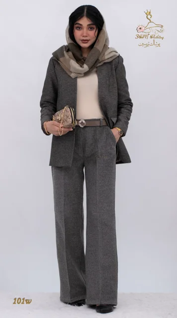 نمای جلو ست کت و شلوار فوتر خاکستری تریسین | Blazer and Trousers Set