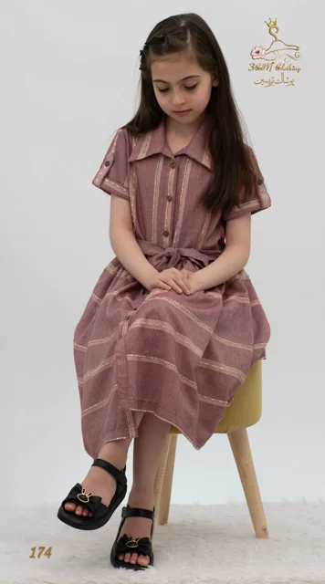 نمای ۳/۴ جلو چپ پیراهن روزمره لینن کره‌ای صورتی رز قدیمی تریسین | Casual Dress