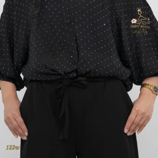 نمای جزئیات شلوار پارچه‌ای لینن ایرانی مشکی تریسین | Trisin Fabric Pants Black Iranian Linen