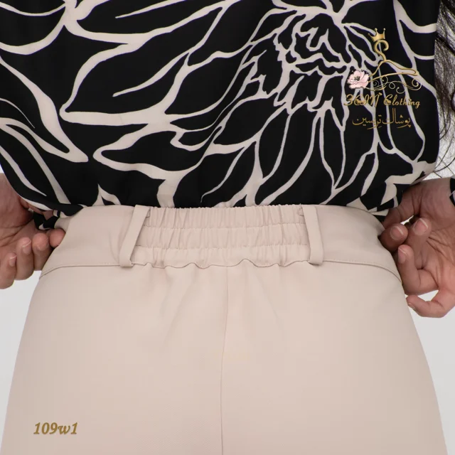نمای کمر شلوار پارچه‌ای کرپ کنزو کرم تریسین | Trisin Fabric Pants Cream Kenzo Crepe