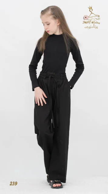نمای ظاهری استایل‌دار شلوار پارچه‌ای لینن نازک مشکی کلاغی تریسین | Fabric Pants