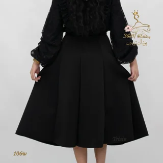 نمای پشت دامن بلند ساندویچی - پفکی مشکی تریسین | Trisin Maxi Skirt Black 3D Spacer