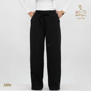 نمای جلو شلوار لینن ایرانی مشکی تریسین | Trisin Pants / Trousers Black Iranian Linen