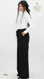 نمای بغل چپ شلوار لینن ایرانی مشکی تریسین | Trisin Pants / Trousers Black Iranian Linen