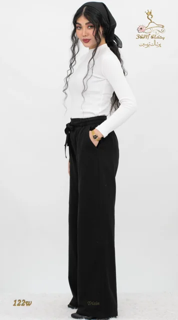 نمای بغل چپ شلوار لینن ایرانی مشکی تریسین | Trisin Pants / Trousers Black Iranian Linen