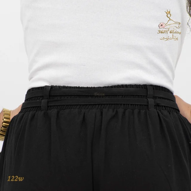 نمای کمر شلوار لینن ایرانی مشکی تریسین | Trisin Pants / Trousers Black Iranian Linen