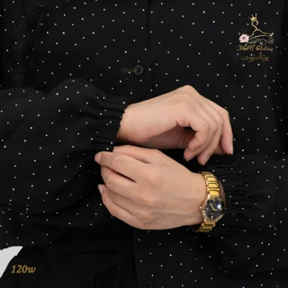 نمای مچ شومیز وال اسلب نگینی مشکی تریسین | Trisin Shirt Blouse Black Wall Slub Negini