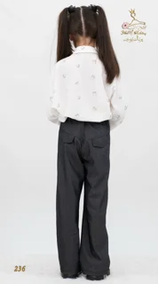 نمای پشت شومیز کرپ مازراتی کج‌راه سفید شیری تریسین | Shirt Blouse
