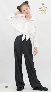 نمای جلو شومیز کرپ مازراتی کج‌راه سفید شیری تریسین | Shirt Blouse