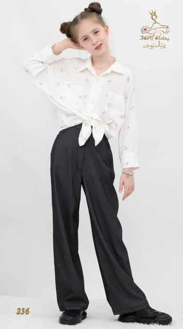نمای جلو شومیز کرپ مازراتی کجراه سفید شیری تریسین | Shirt Blouse