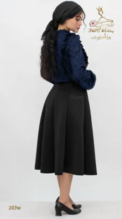 نمای ۳/۴ پشت شومیز دانتل آبی نفتی سورمه ای تریسین | Trisin Shirt Blouse Navy Blue Lace