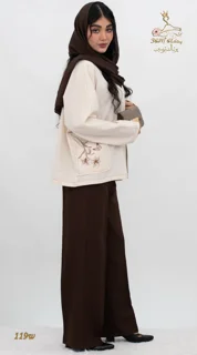 نمای بغل راست کت زنانه لینن نازک قهوه ای تریسین | Trisin Women Jacket Brown Lightweight Linen