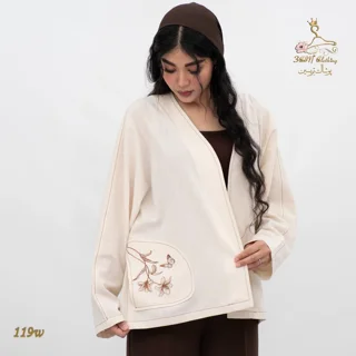 نمای جلو کت زنانه لینن نازک قهوه ای تریسین | Trisin Women Jacket Brown Lightweight Linen