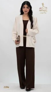 نمای استایل کامل کت زنانه لینن نازک قهوه ای تریسین | Trisin Women Jacket Brown Lightweight Linen