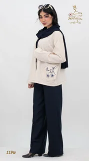 نمای بغل چپ کت زنانه لینن نازک سورمه ای تریسین | Trisin Women Jacket Navy Blue Lightweight Linen